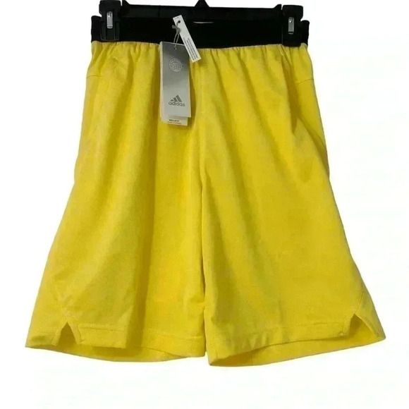 ADIDAS SHORTS MENS XS AEROREADY AXIS KNIT 3.0 TRAINING ALMOST YELLOW BASKETBALL - Picture 1 of 10